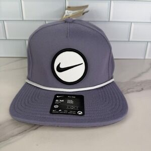 Nike Hat Cap Snap Back Mens S/M Purple Rope Patch Dri-FIT Embroidered Pro Logo